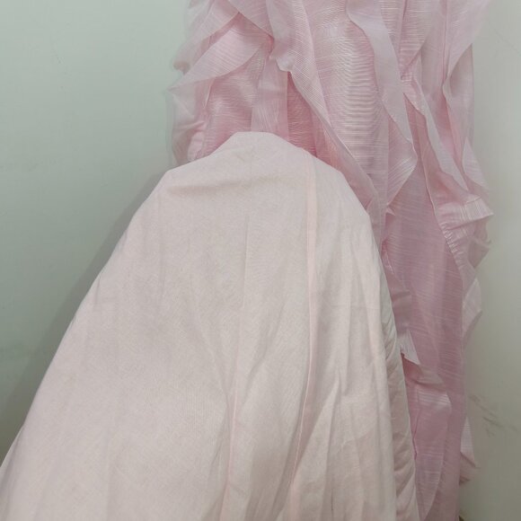 Aje Allaire Strapless Ruffled Shirred Faille Gown Chalk Pink - Picture 12 of 15
